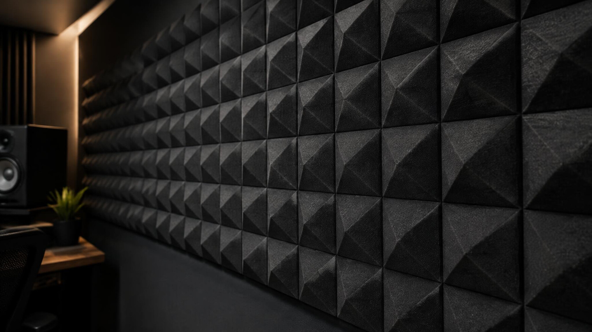 Acoustic foam panels lining a studio wall