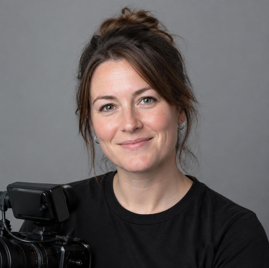 Studio portrait of a British female camera operator